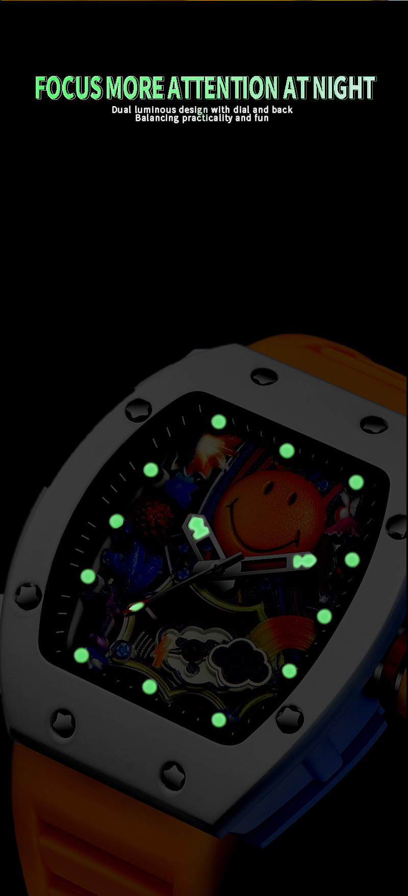 Vivid Tonneau Creative Dial Watch product detail 1